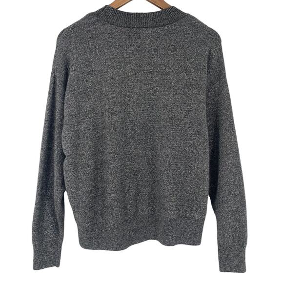 H&M Shimmery Metallic Gray Lightweight Sweater Size Medium Relaxed Fit Casual - Picture 3 of 5